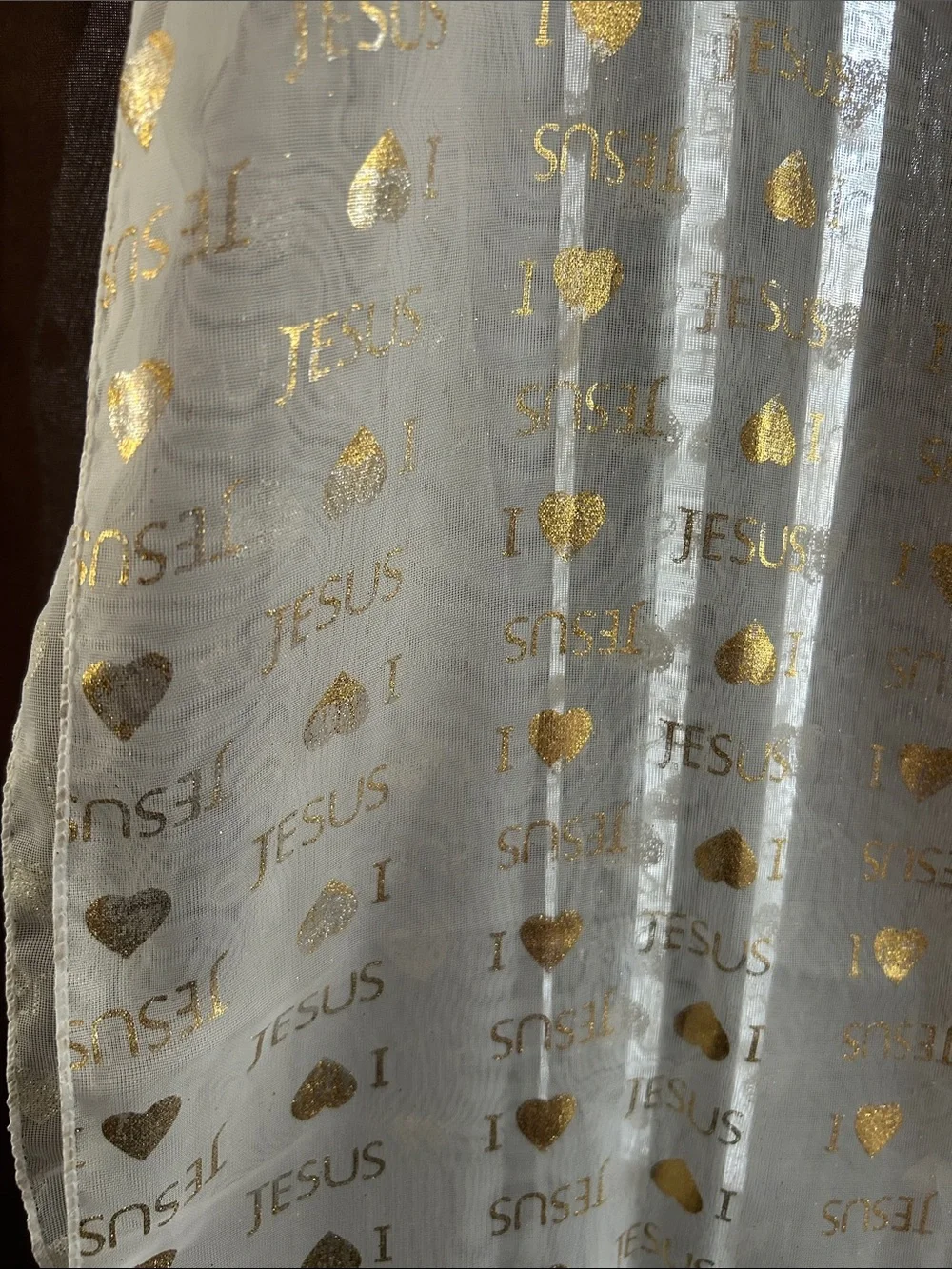 White and Gold Inspirational Scarf - Brand Unspecified
